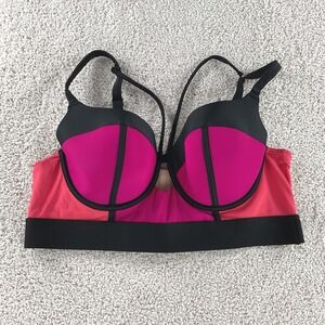 Cacique Swim Colorblock Underwire Bikini Top Pink Coral Black 40D